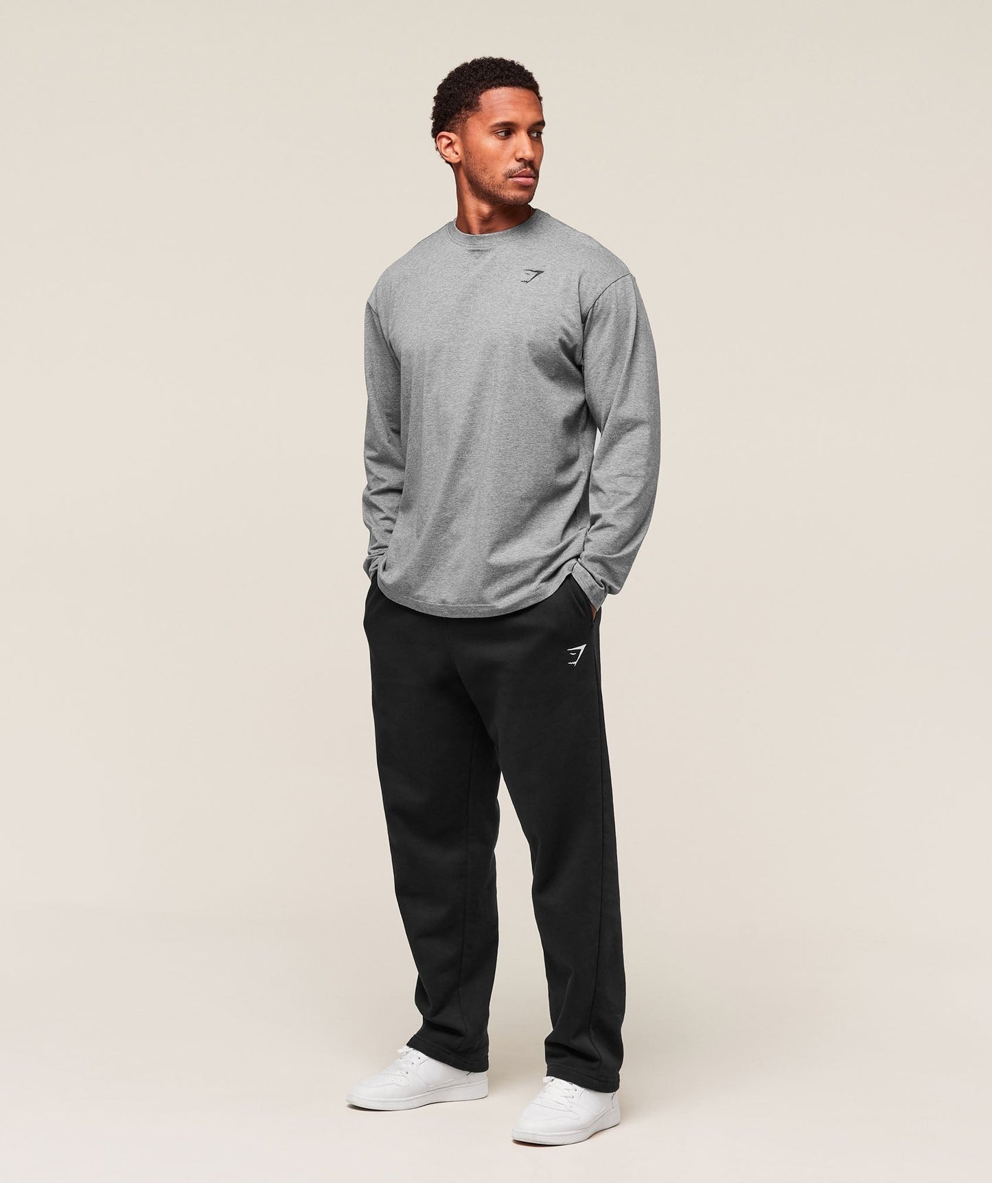 Gymshark Essential Oversized Long Sleeve T-Shirt - Charcoal Core Marl