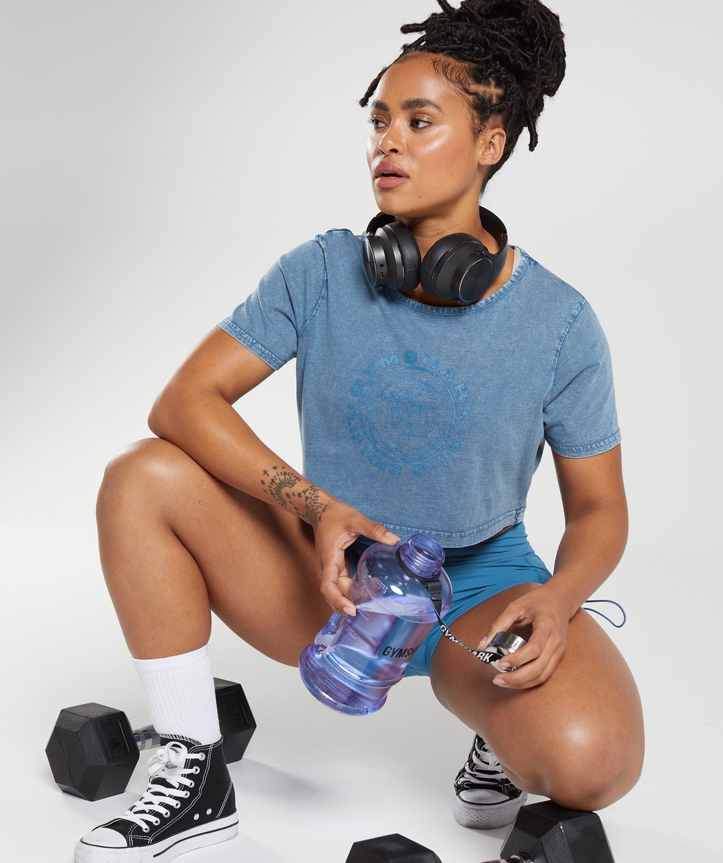 Gymshark Legacy Washed Crop Top - Lakeside Blue