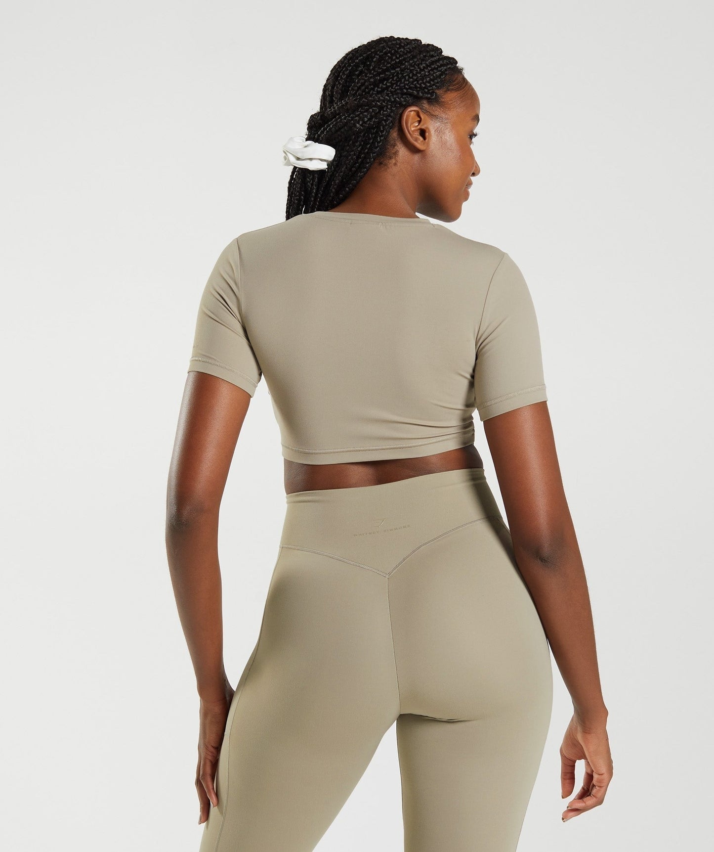 DNU Gymshark Whitney Short Sleeve Crop Top - Cement Brown