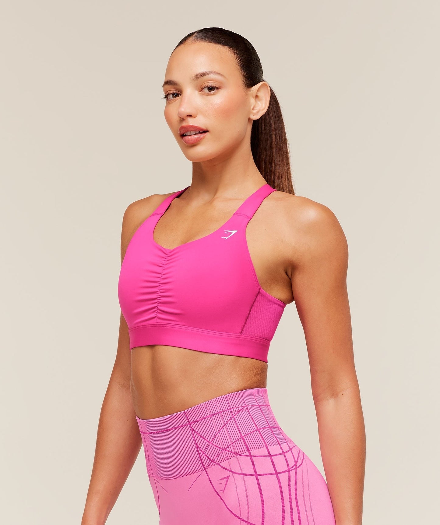 Gymshark High Support Ruched Sports Bra - Super-Set Pink