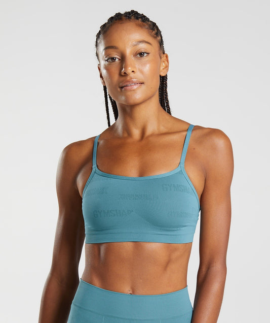 Gymshark Seamless Jacquard Bralette - Charred Blue