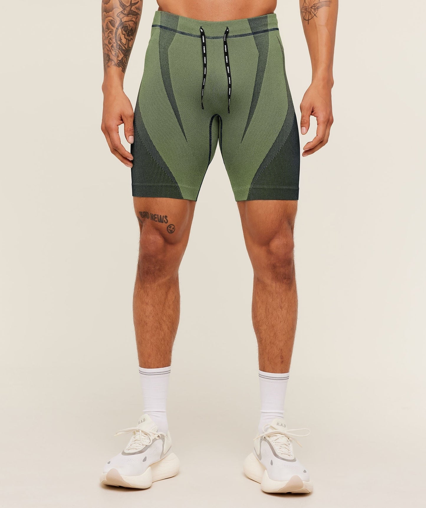 Gymshark Seamless Running Half Tight - Stealth Blue / Sorbet Yellow