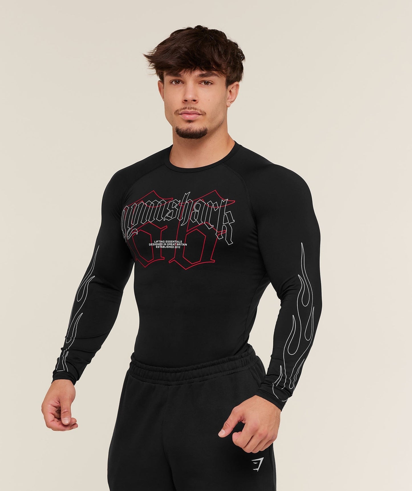 Gymshark Outline Graphic Long Sleeve Baselayer - Black