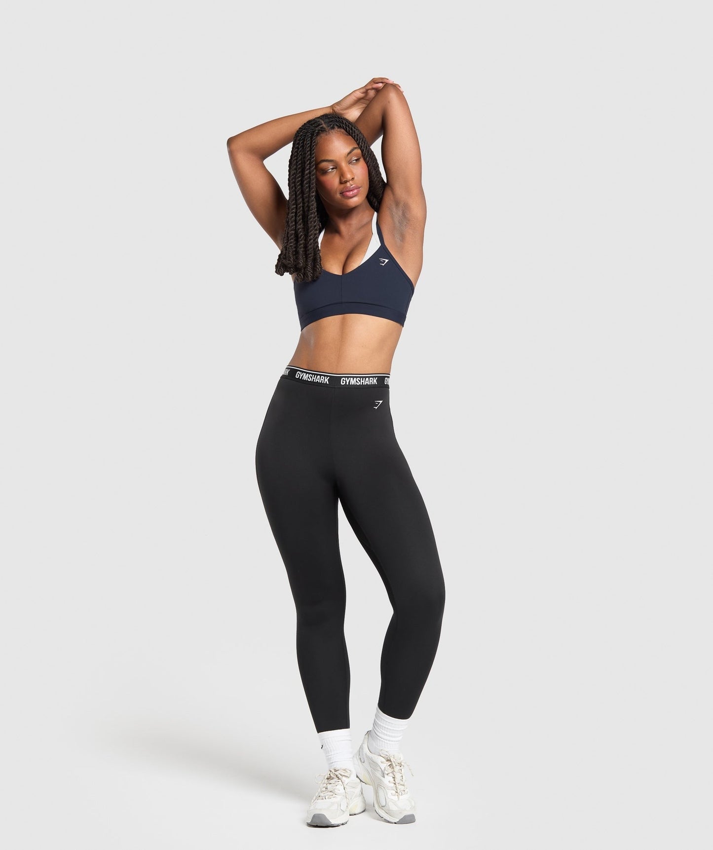 Gymshark Double Up Sports Bra - Heavy Blue/Soft White
