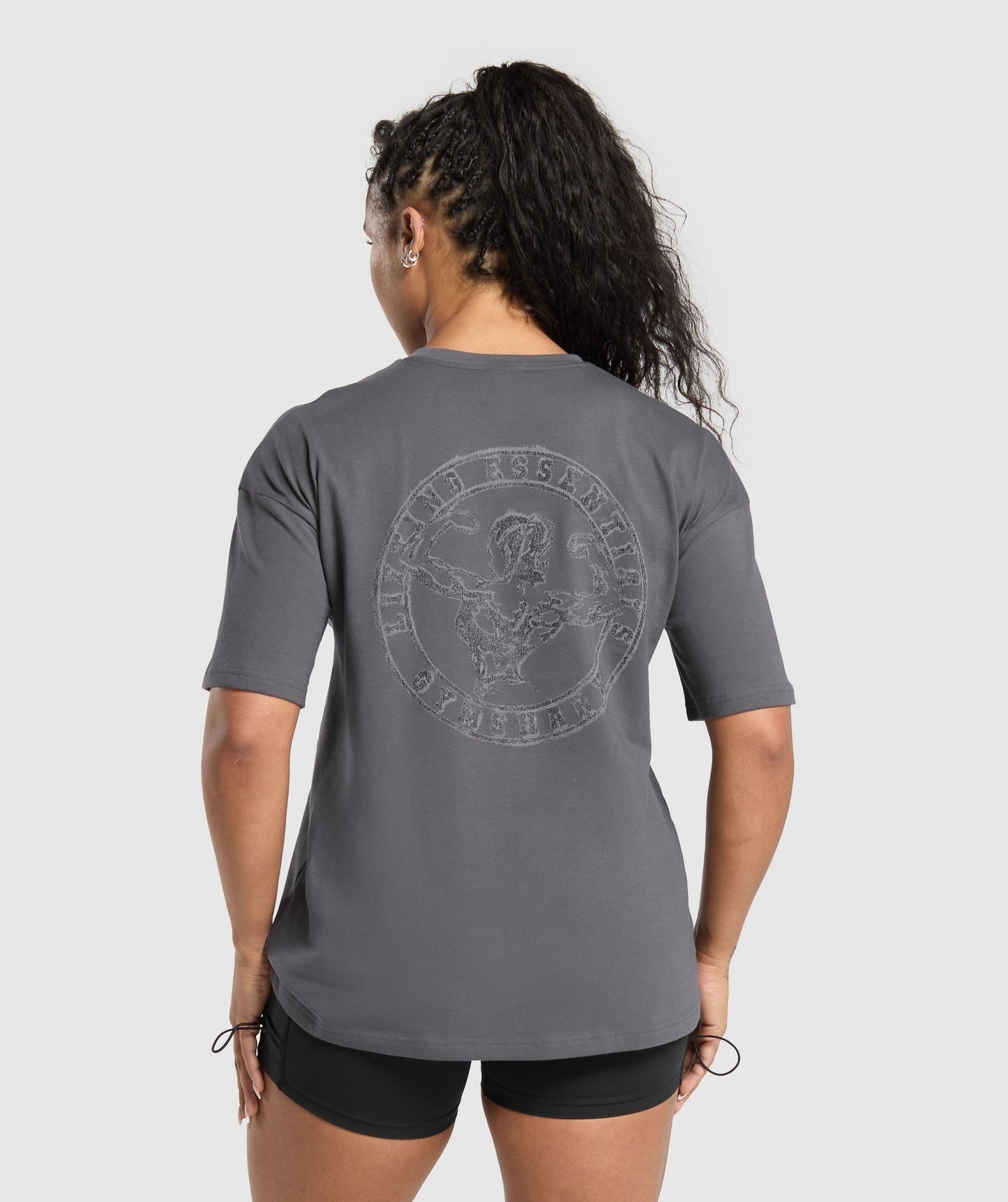 Gymshark Back Gains Graphic Oversized Tee - Graphite Grey