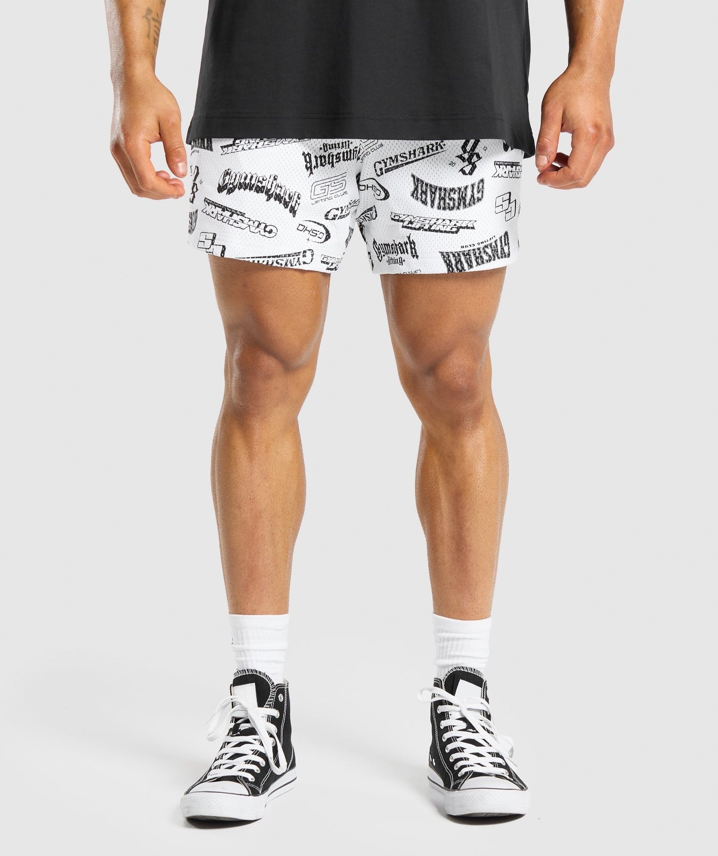 Gymshark Logomania Mesh 5" Shorts - Black