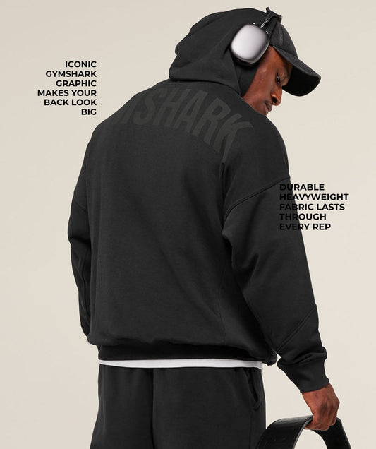 Gymshark Power Oversized Hoodie - Black/Asphalt Grey