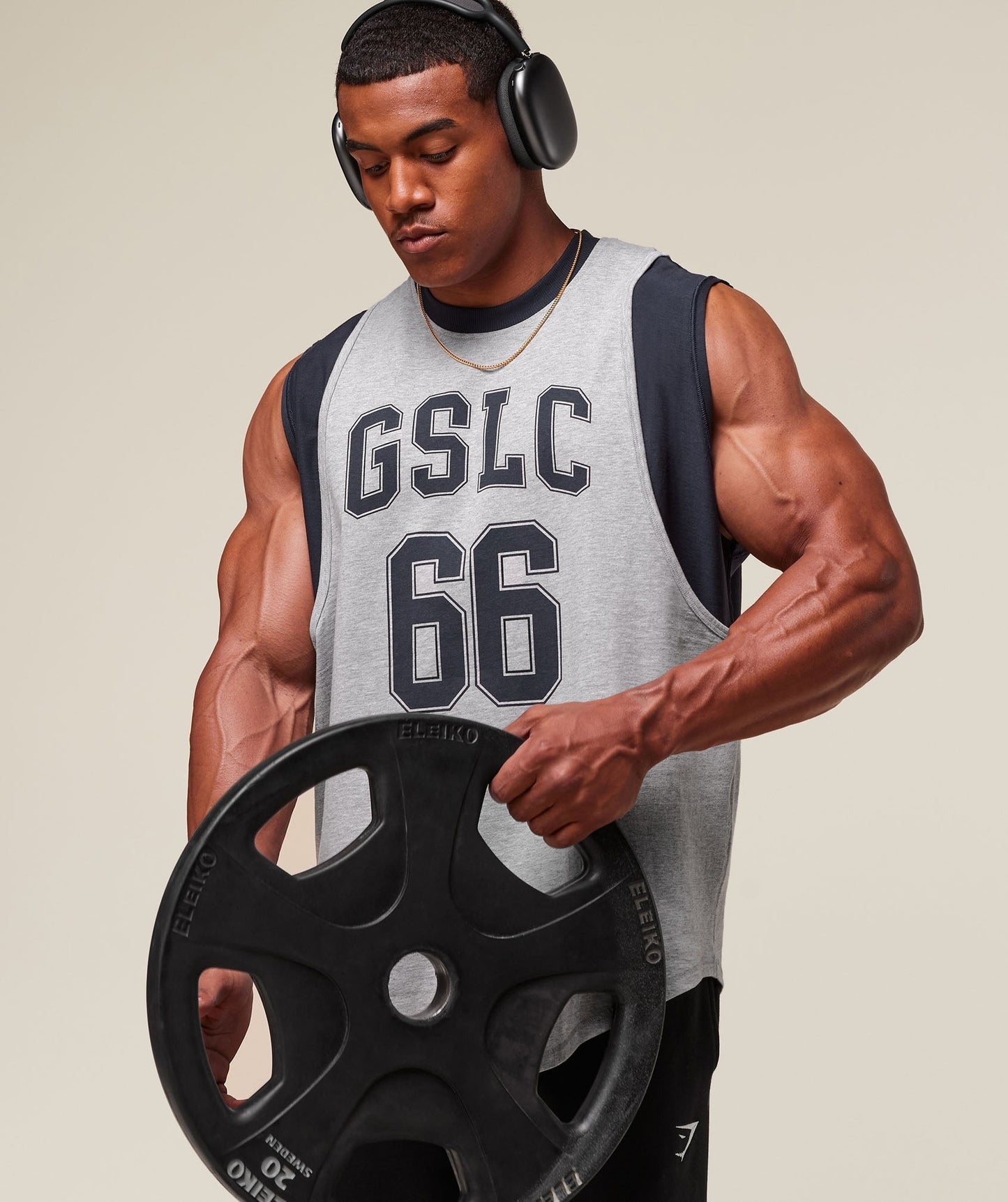 Gymshark GSLC 2in1 Reversible Tank - Light Grey Core Marl/Heavy Blue
