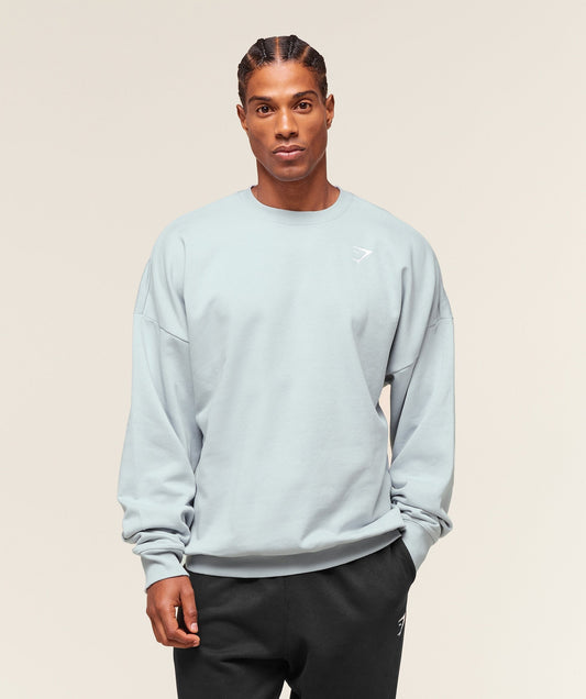 Gymshark Oversized Crest Crew - Smoke Blue