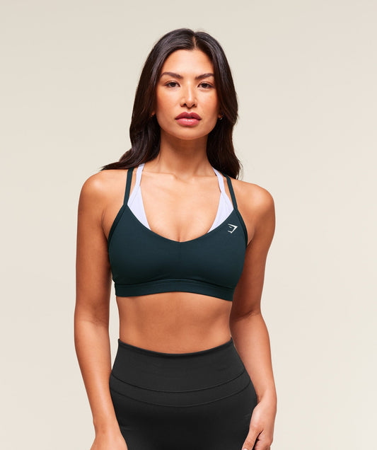 Gymshark Double Up Sports Bra - Deep Petrol Blue/Smoke Blue