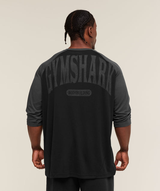 Gymshark 1/3 LS Graphic T-Shirt - Metal Grey/Black