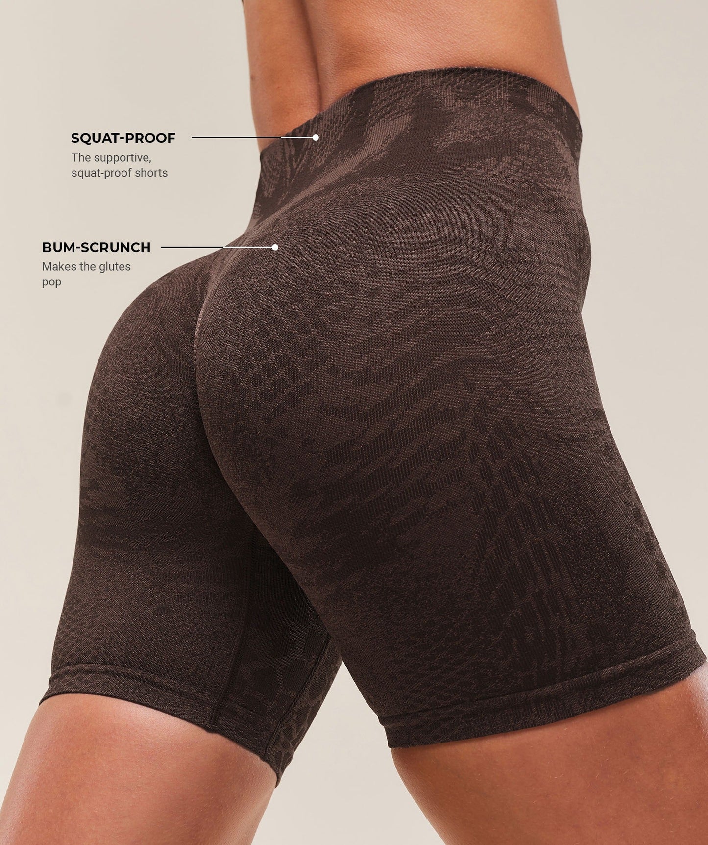 Gymshark Adapt Animal X Whitney Seamless Shorts - Soft Brown/Archive Brown