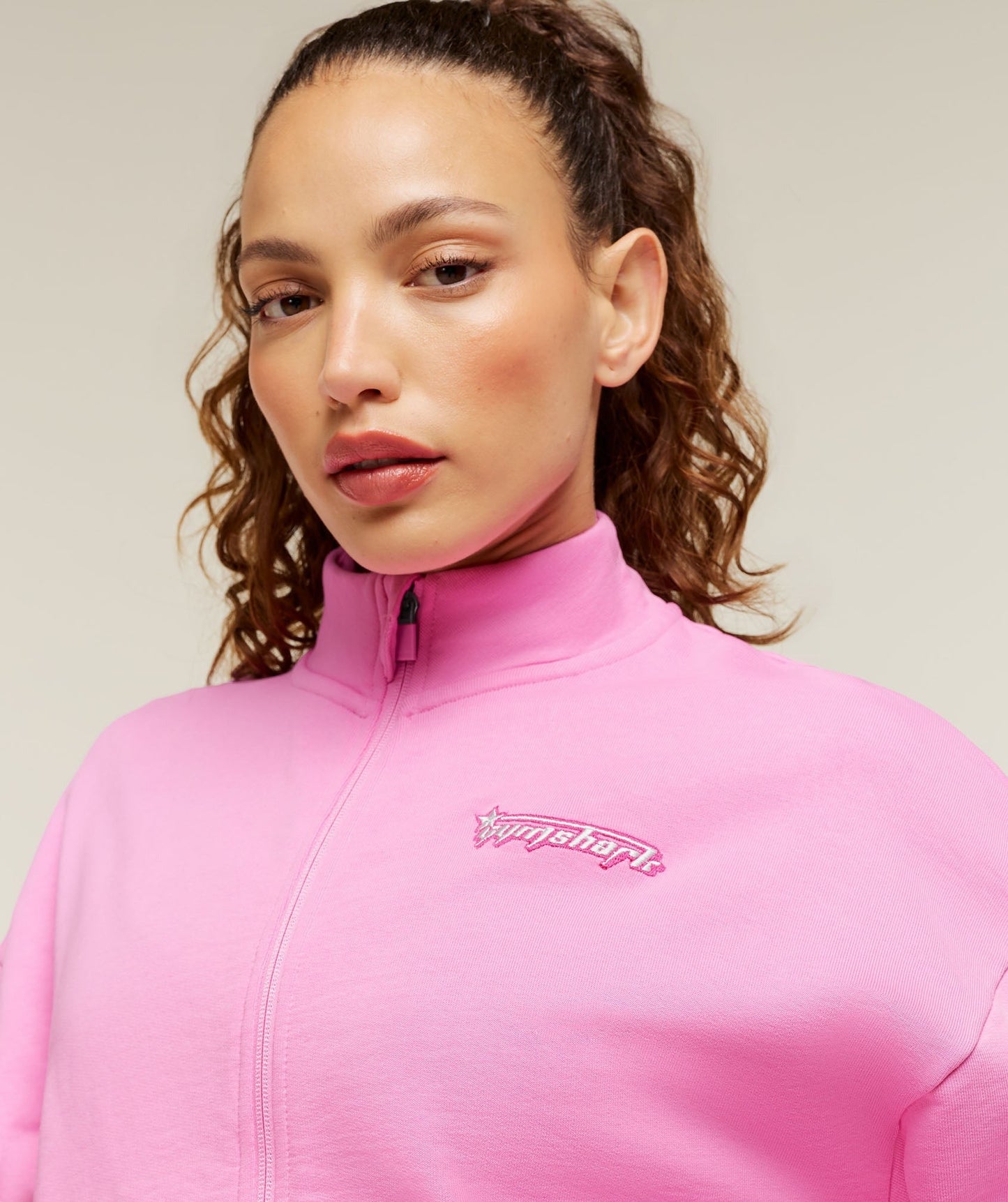 Gymshark Script Embroidery Full Zip Jacket - Focus Pink