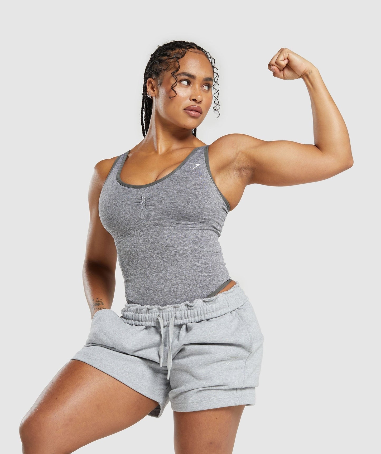 Gymshark LIFT SEAMLESS BODYSUIT - Brushed Grey/White Marl