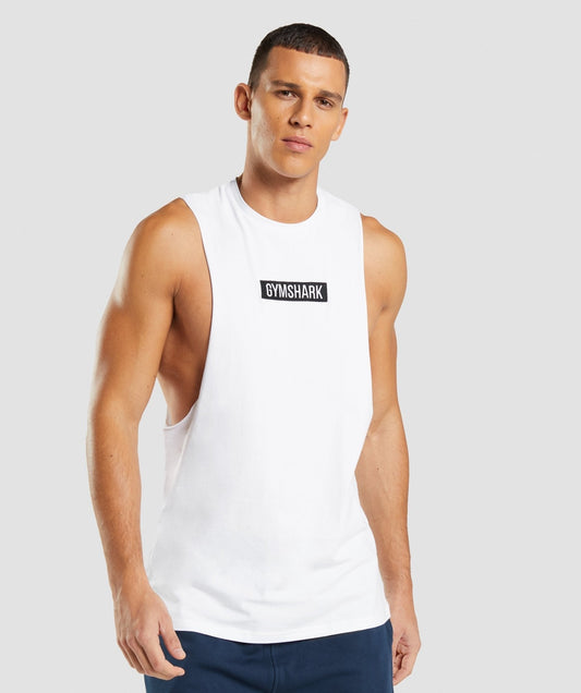 Gymshark Central Drop Arm Tank - White