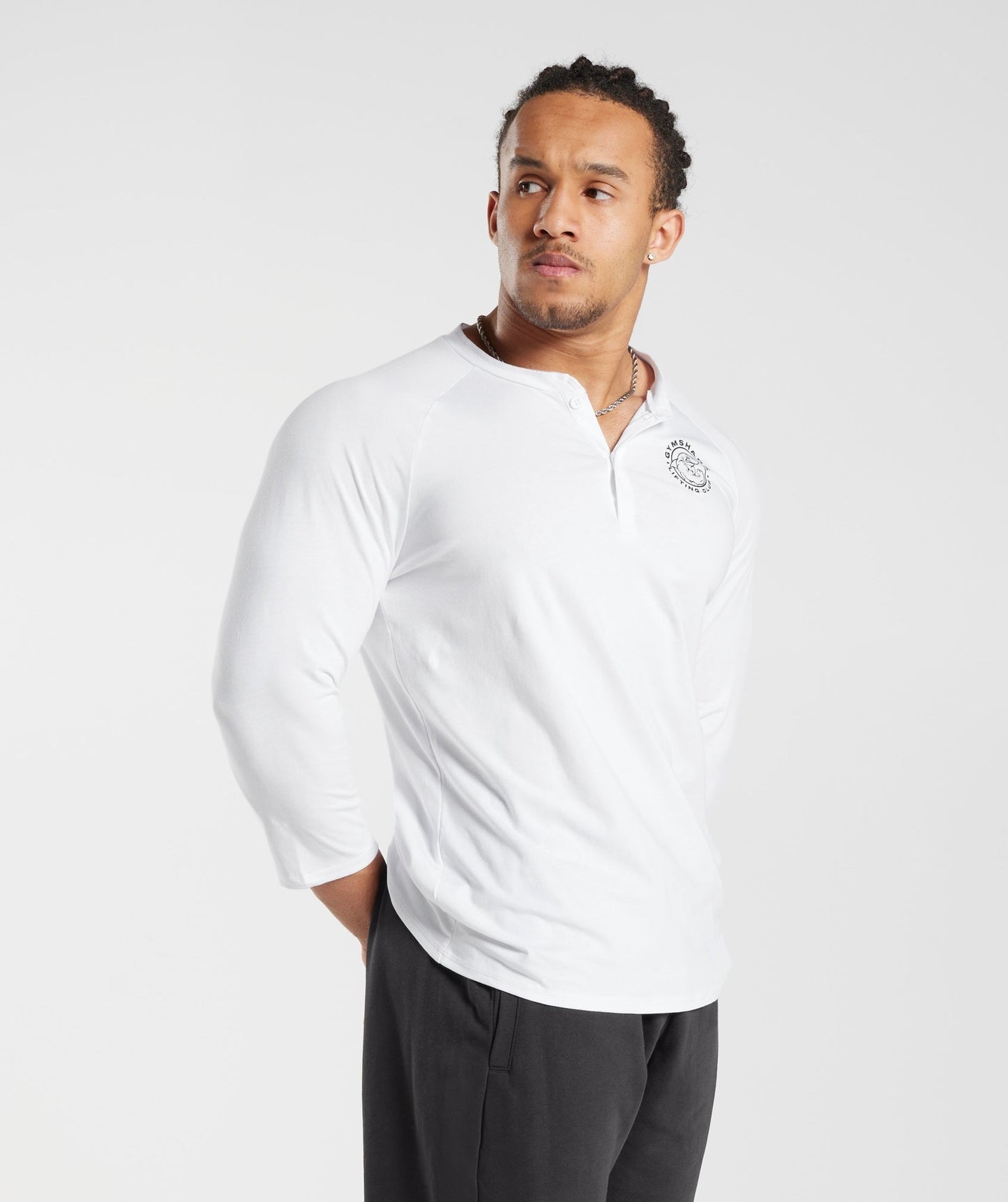 Gymshark Legacy Henley Top - White