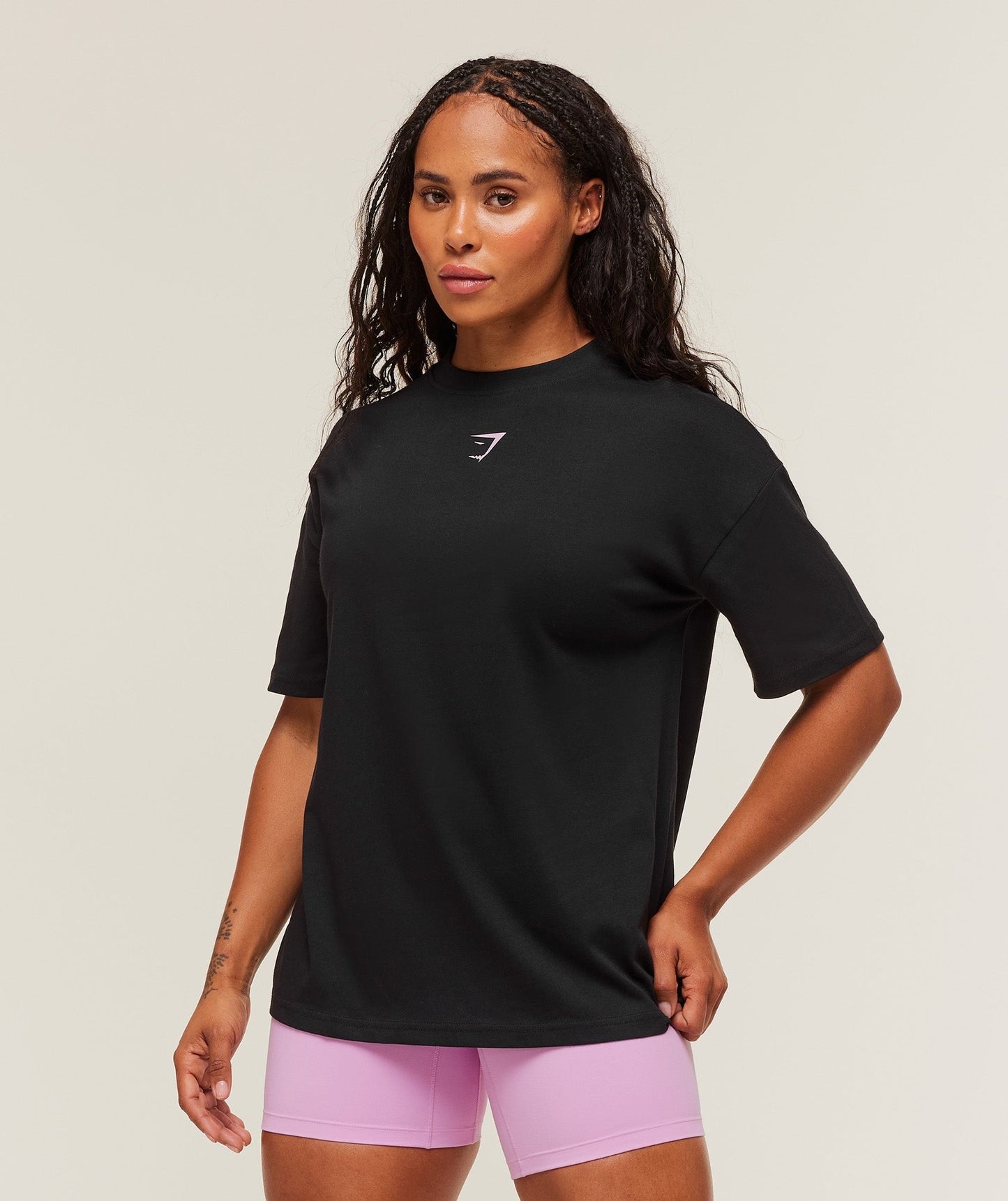 Gymshark GS Power Oversized T-Shirt - Black/Warm Lilac
