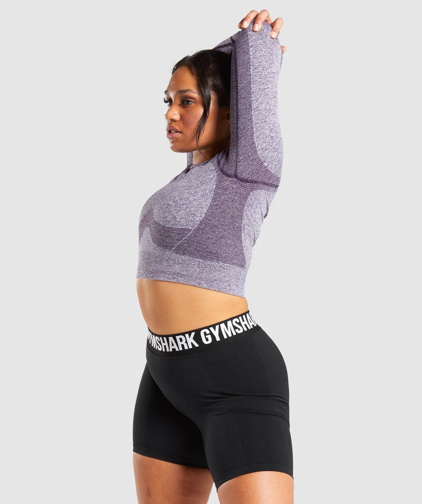 Gymshark Flex Sports Long Sleeve Crop Top - Purple Marl