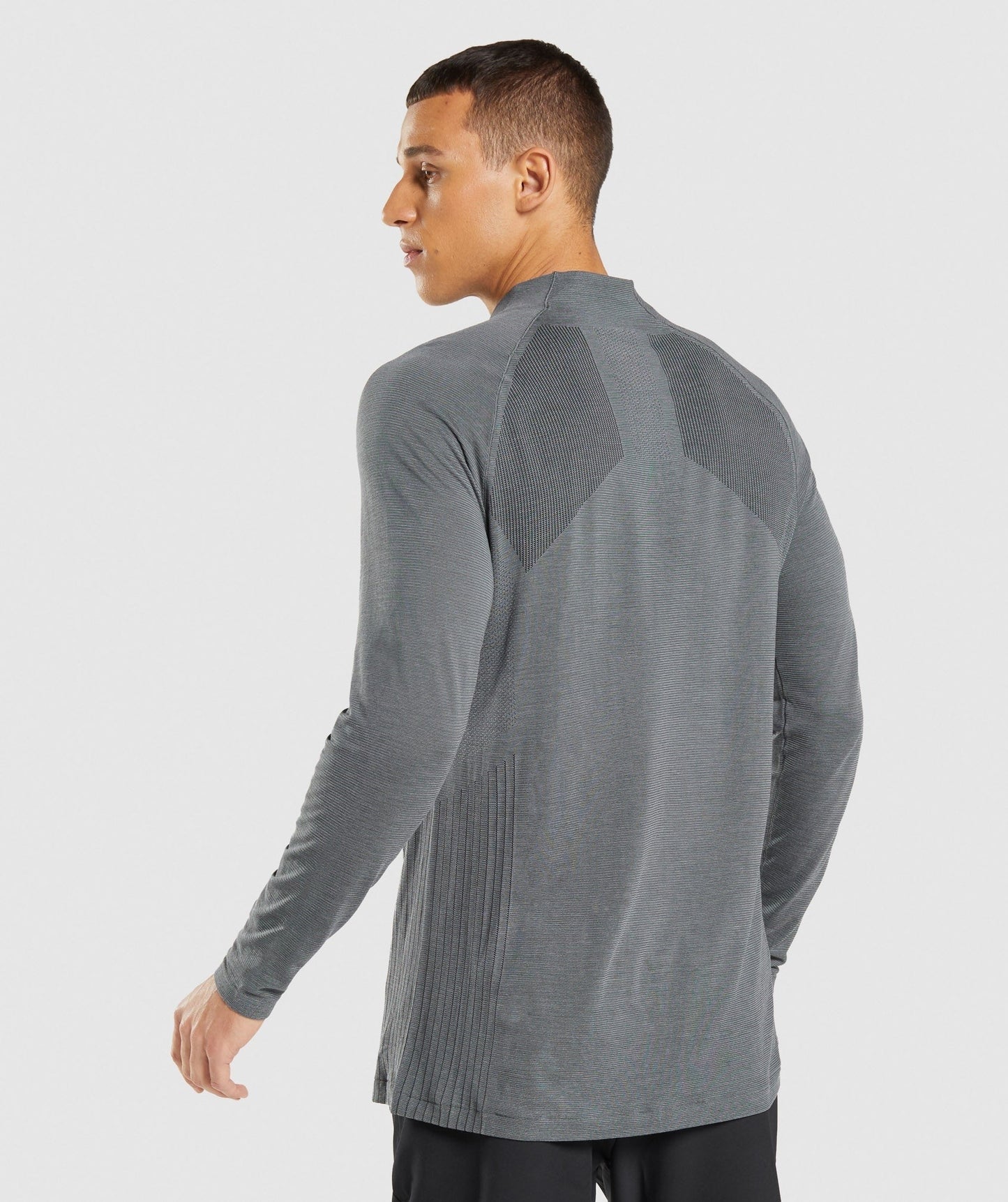 Gymshark Retake Seamless 1/4 Zip - Black/Charcoal Marl