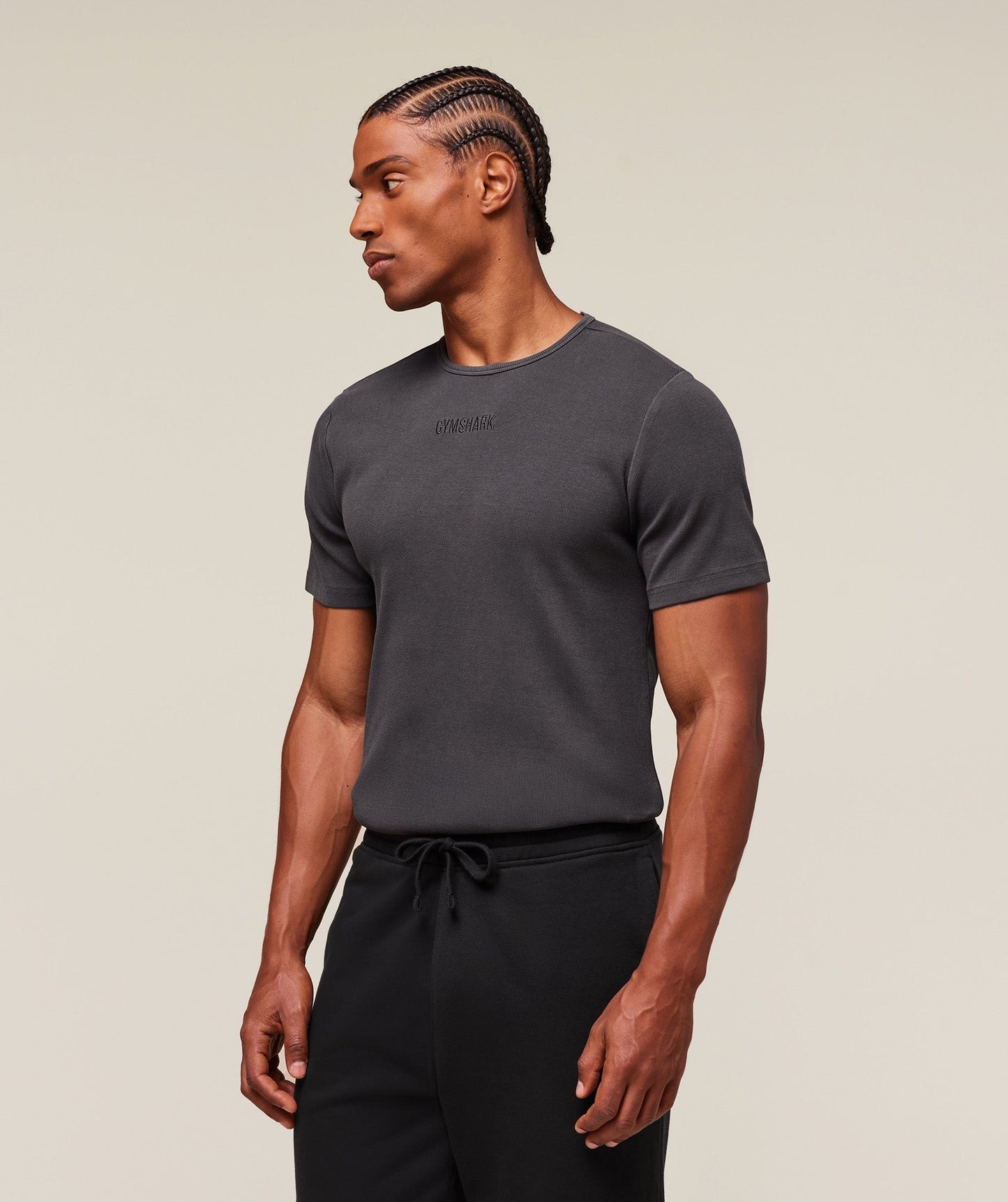 Gymshark Premium Washed Ribbed T-Shirt - Grey