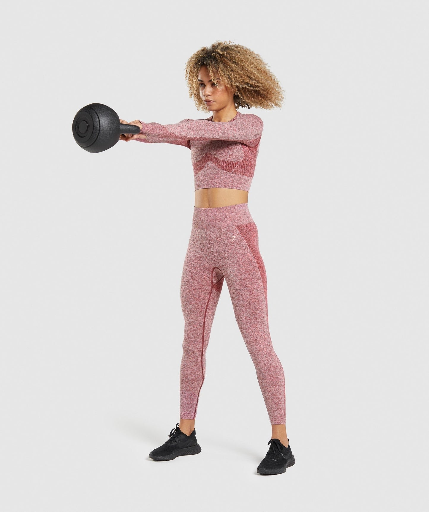 Gymshark Flex Sports Long Sleeve Crop Top - Burgundy Marl