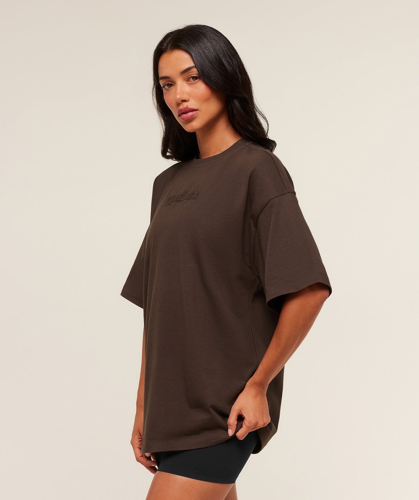 Gymshark Embossed Graphic Oversized T-Shirt - Archive Brown