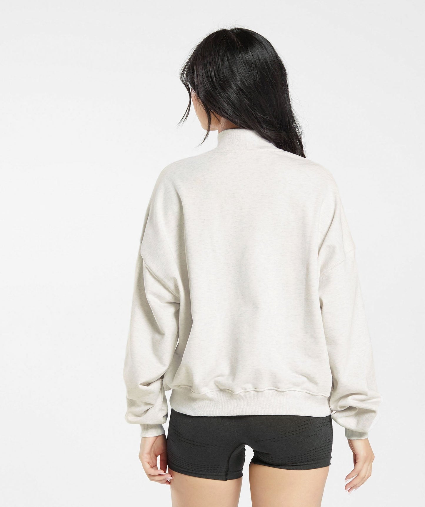 Gymshark Rest Day Sweats 1/2 Zip Pullover - White Marl