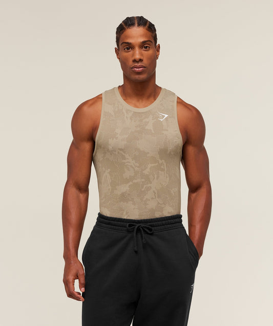Gymshark Geo Seamless Tank - Cement Brown/Soul Brown