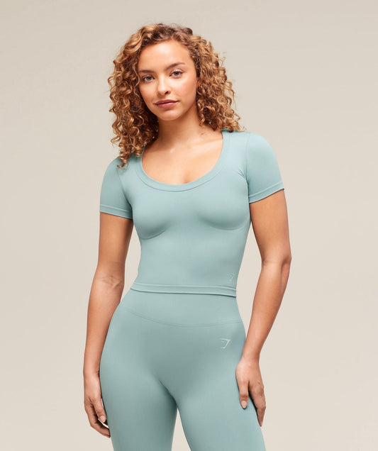 Gymshark Soft Sculpt Midi T-Shirt - Rest Blue
