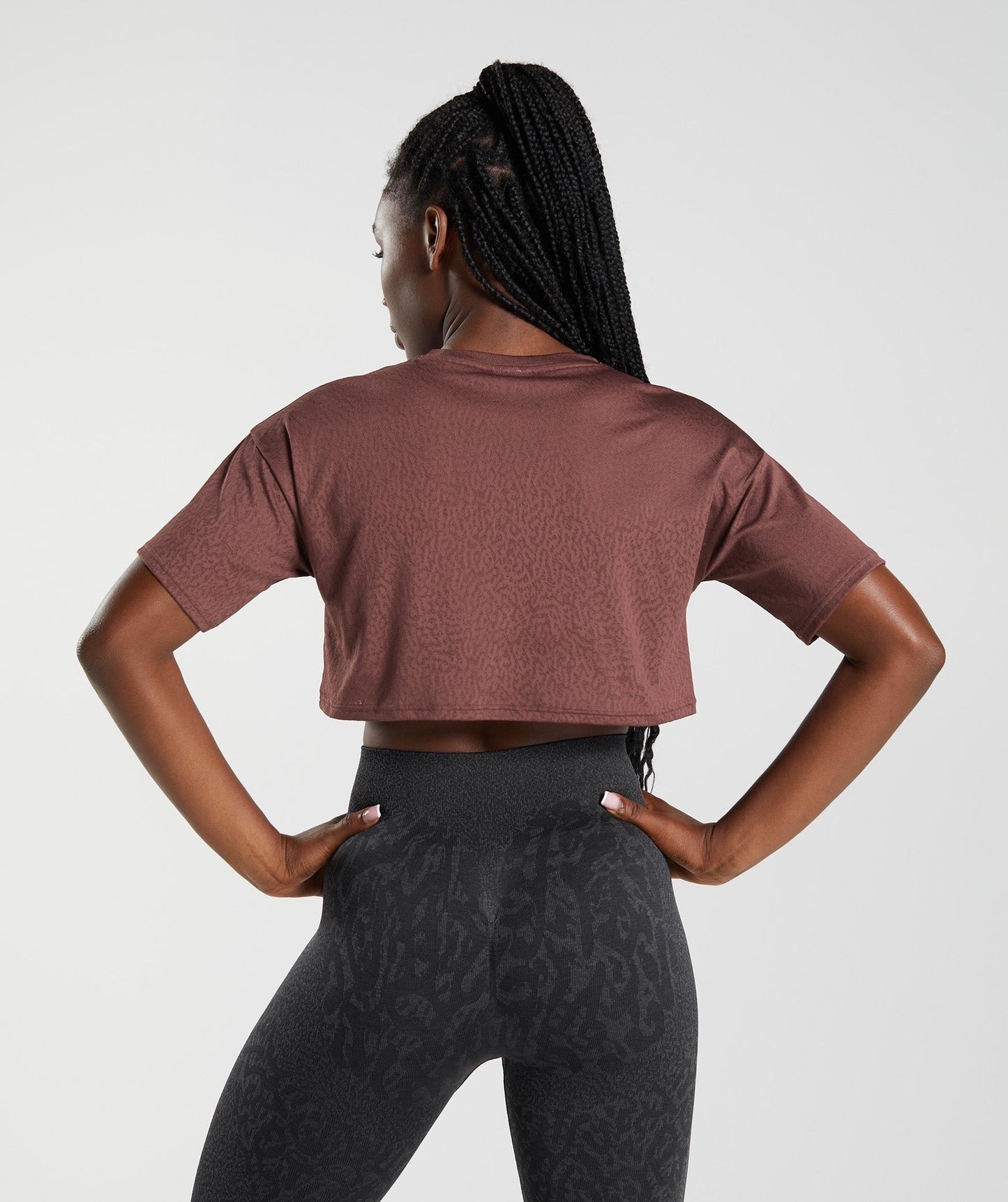 Gymshark Adapt Animal Seamless Crop Top - Reef | Cherry Brown