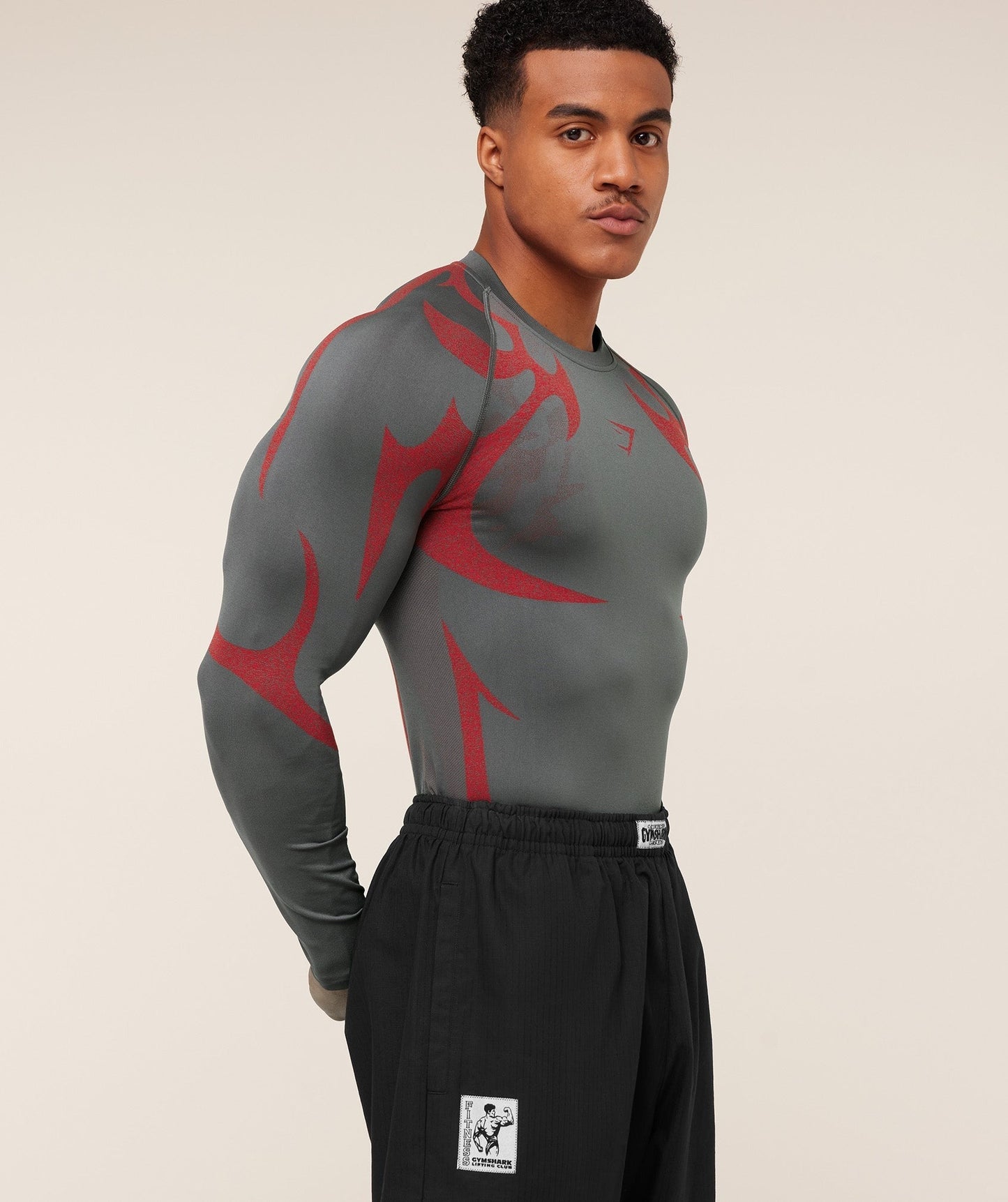 Gymshark Storm Seamless Long Sleeve T-Shirt - GS Dark Grey/GS Zesty Red