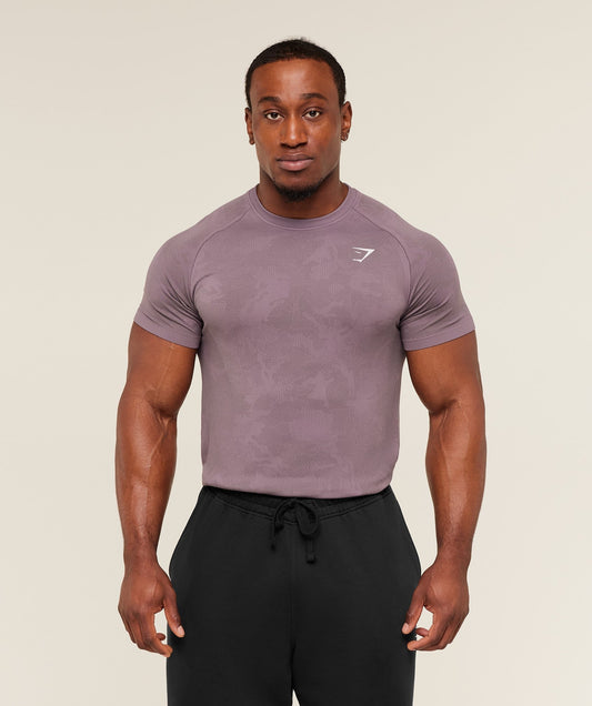 Gymshark Geo Seamless T-Shirt - Dusk Purple / Cool Brown