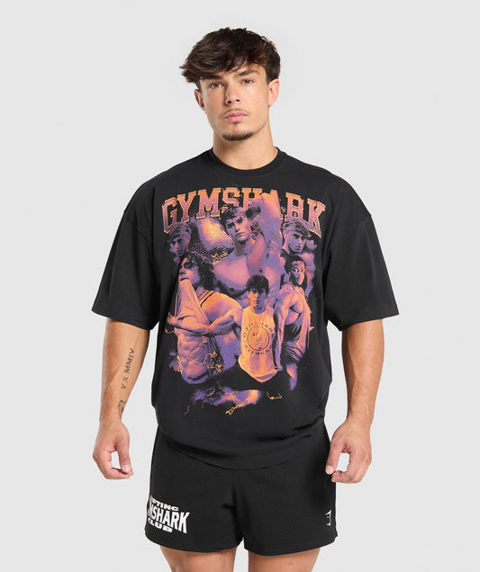Gymshark Mens Athlete Bootleg Graphic T-Shirt - Black
