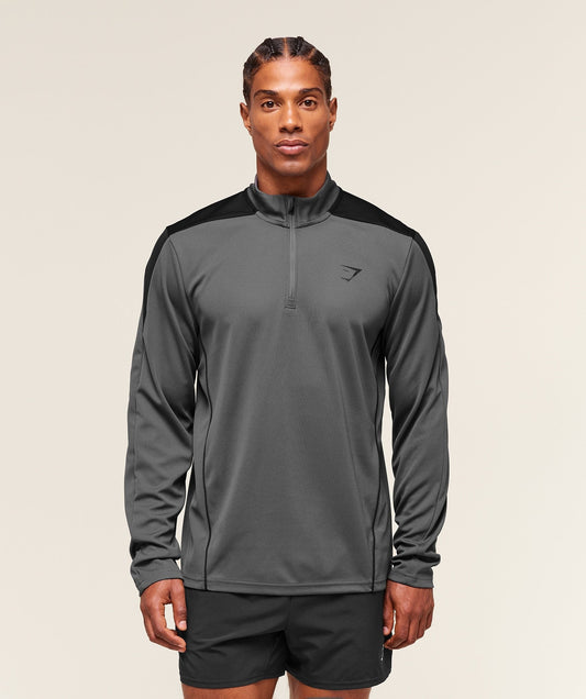 Gymshark Arrival Block 1/4 Zip - Dark Grey