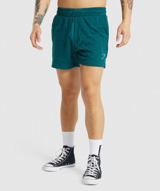 Gymshark Power 5" Shorts - Teal Print