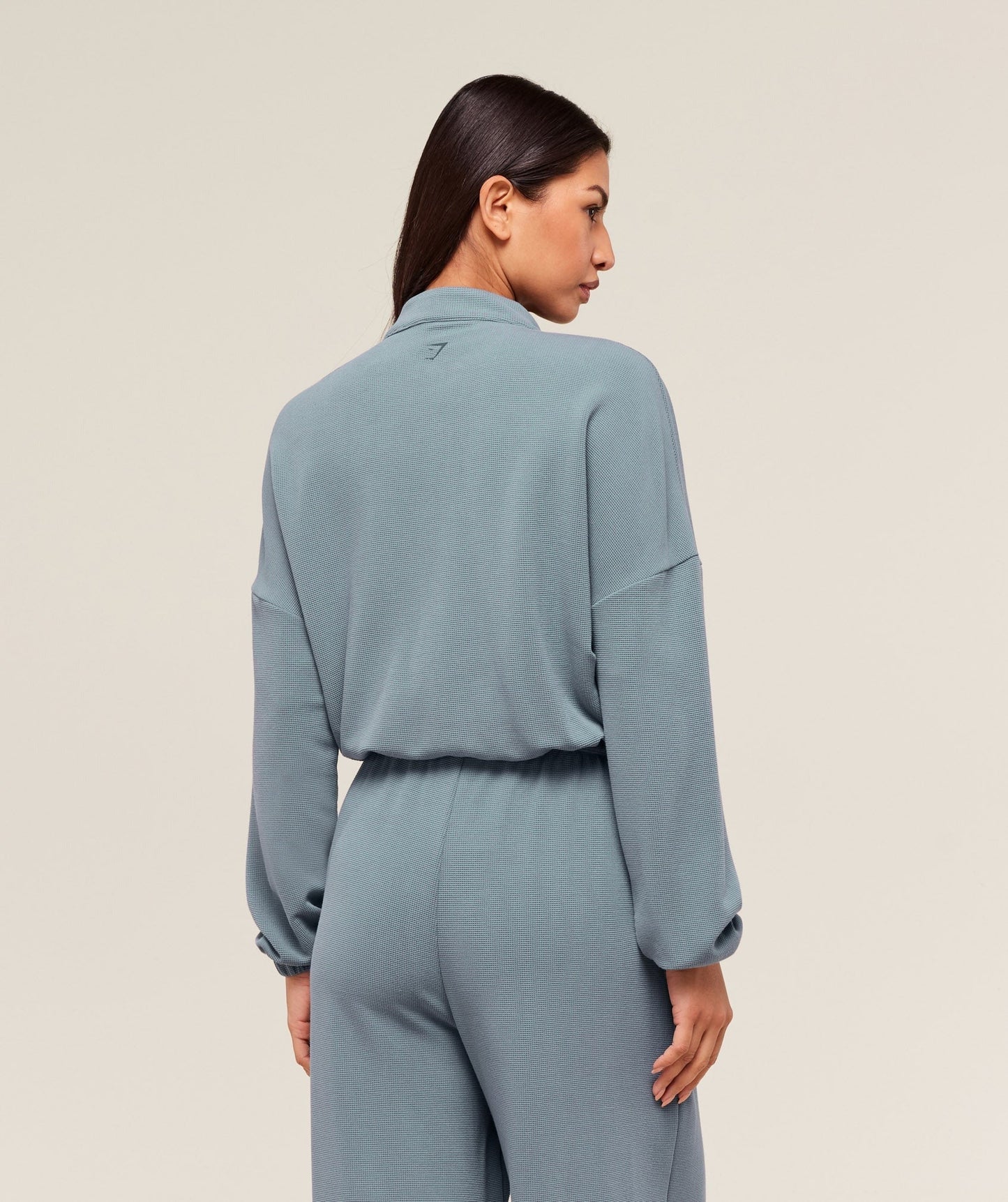 Gymshark Waffle Midi Zip Up Jacket - Iron Blue