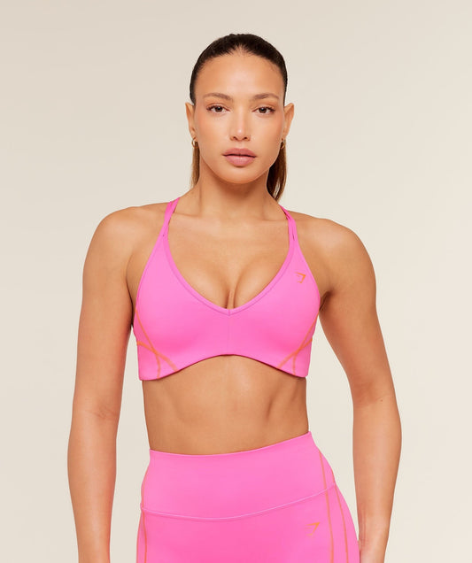Gymshark Volt Light Support Sports Bra - Electric Pink/Dayglow Peach