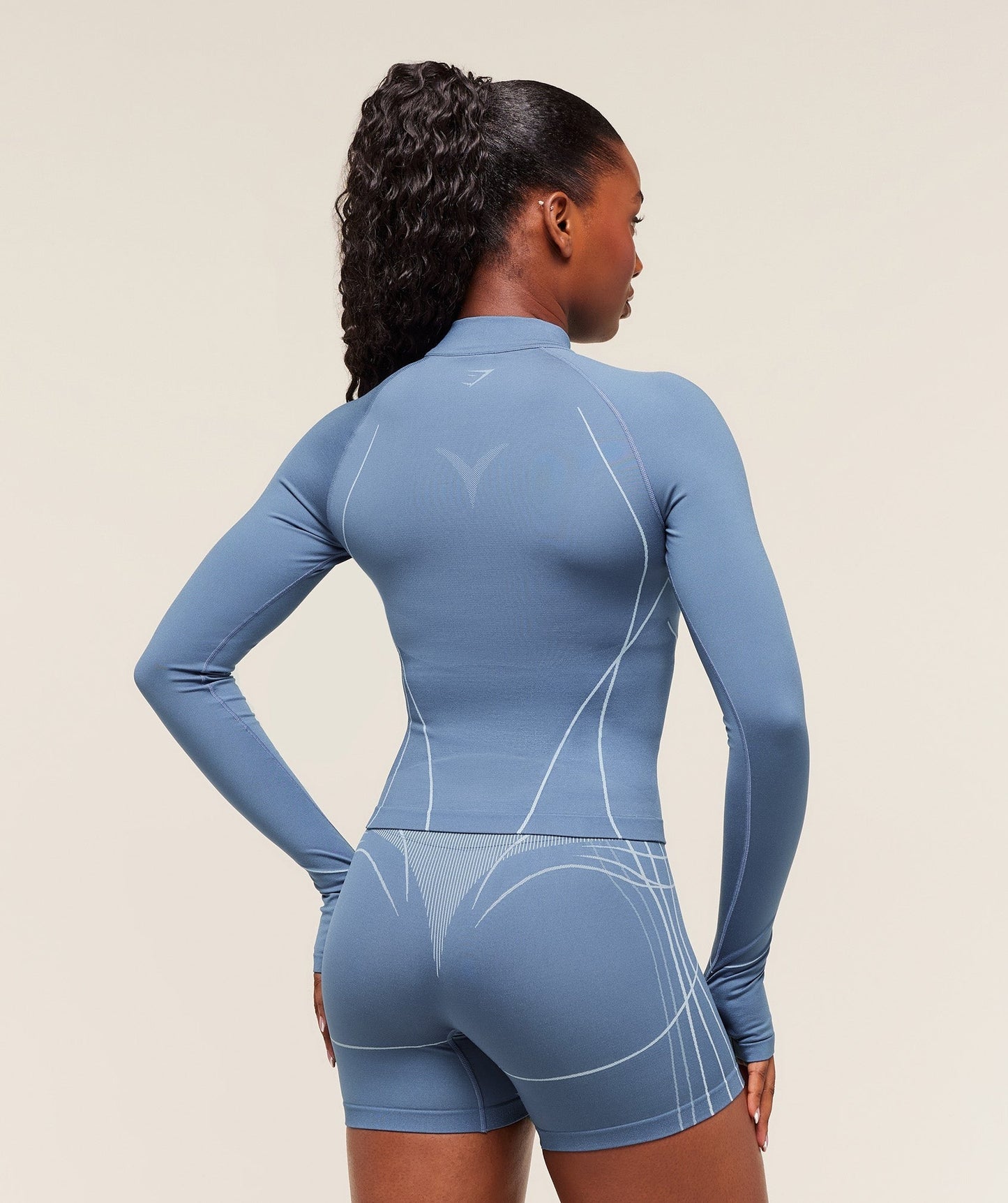 Gymshark Apex Seamless 1/4 Zip Pullover - Worn Blue/Gentle Blue