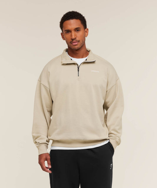 Gymshark Rest Day Sweats 1/4 Zip - Pebble Grey