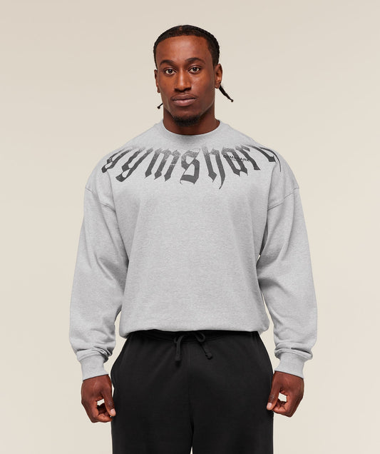 Gymshark Fade Graphic Long Sleeve T-Shirt - Light Grey Core Marl