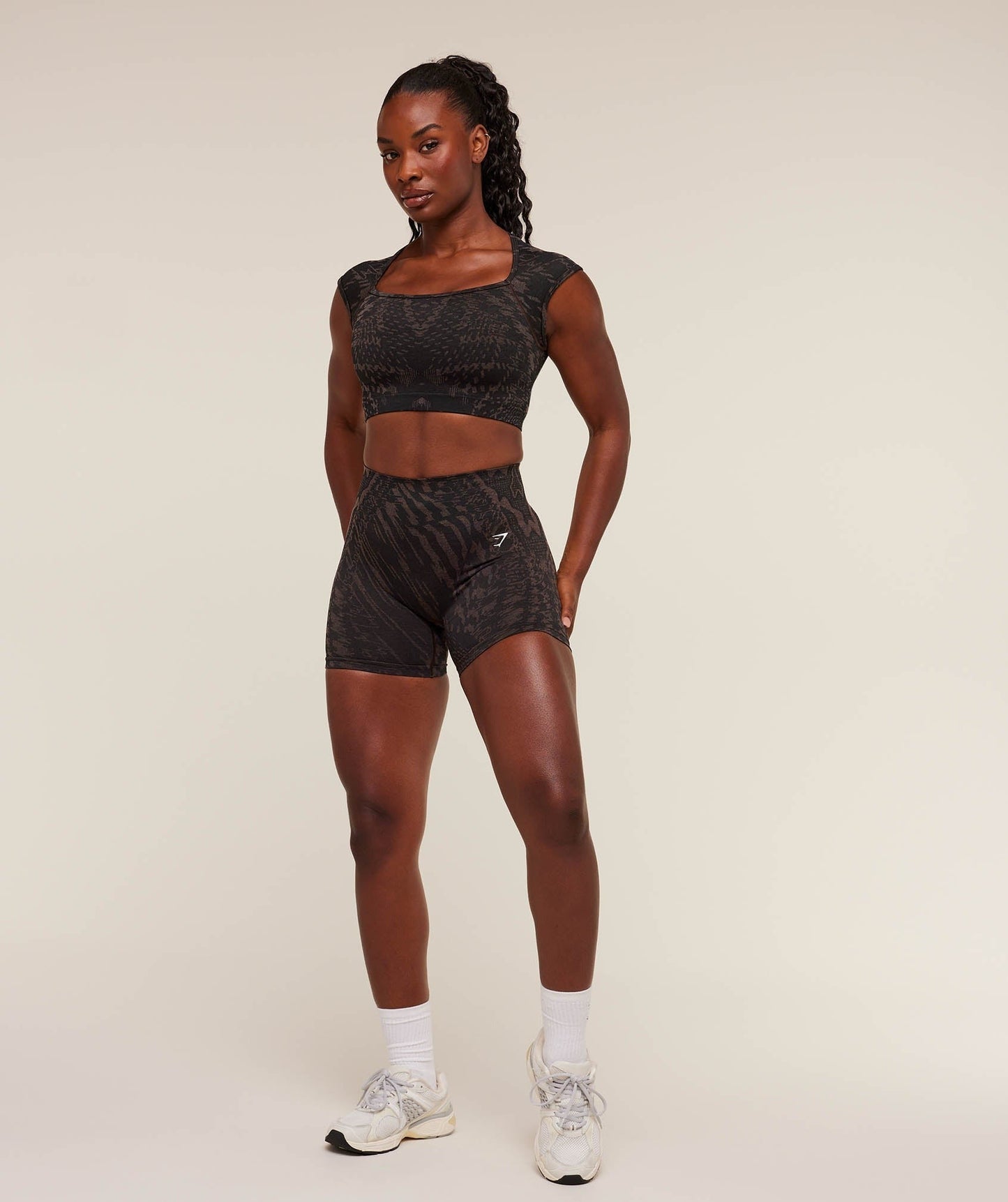 Gymshark Adapt Houndstooth Shorts - Black/Chestnut Pink