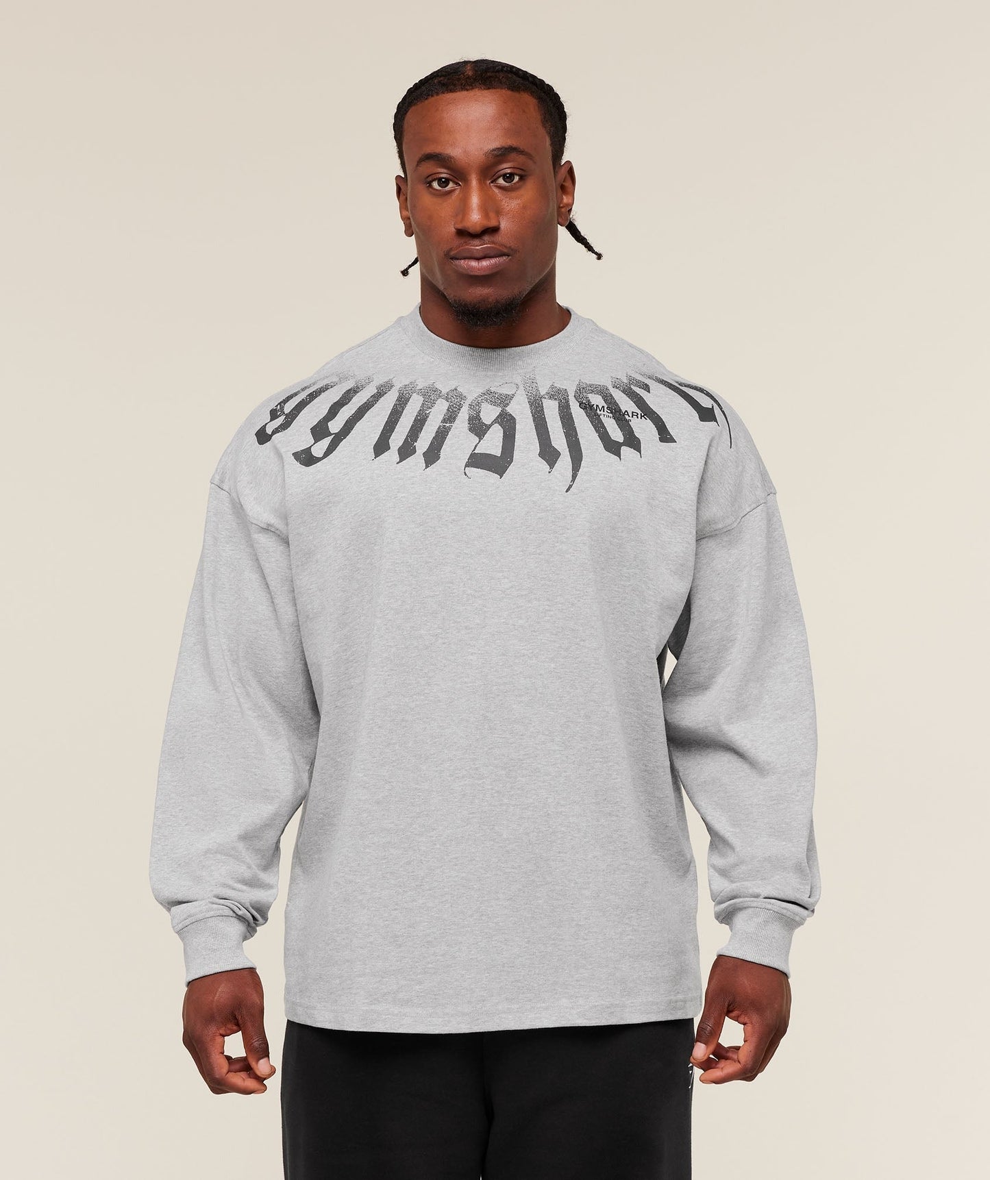 Gymshark Fade Graphic Long Sleeve T-Shirt - Light Grey Core Marl