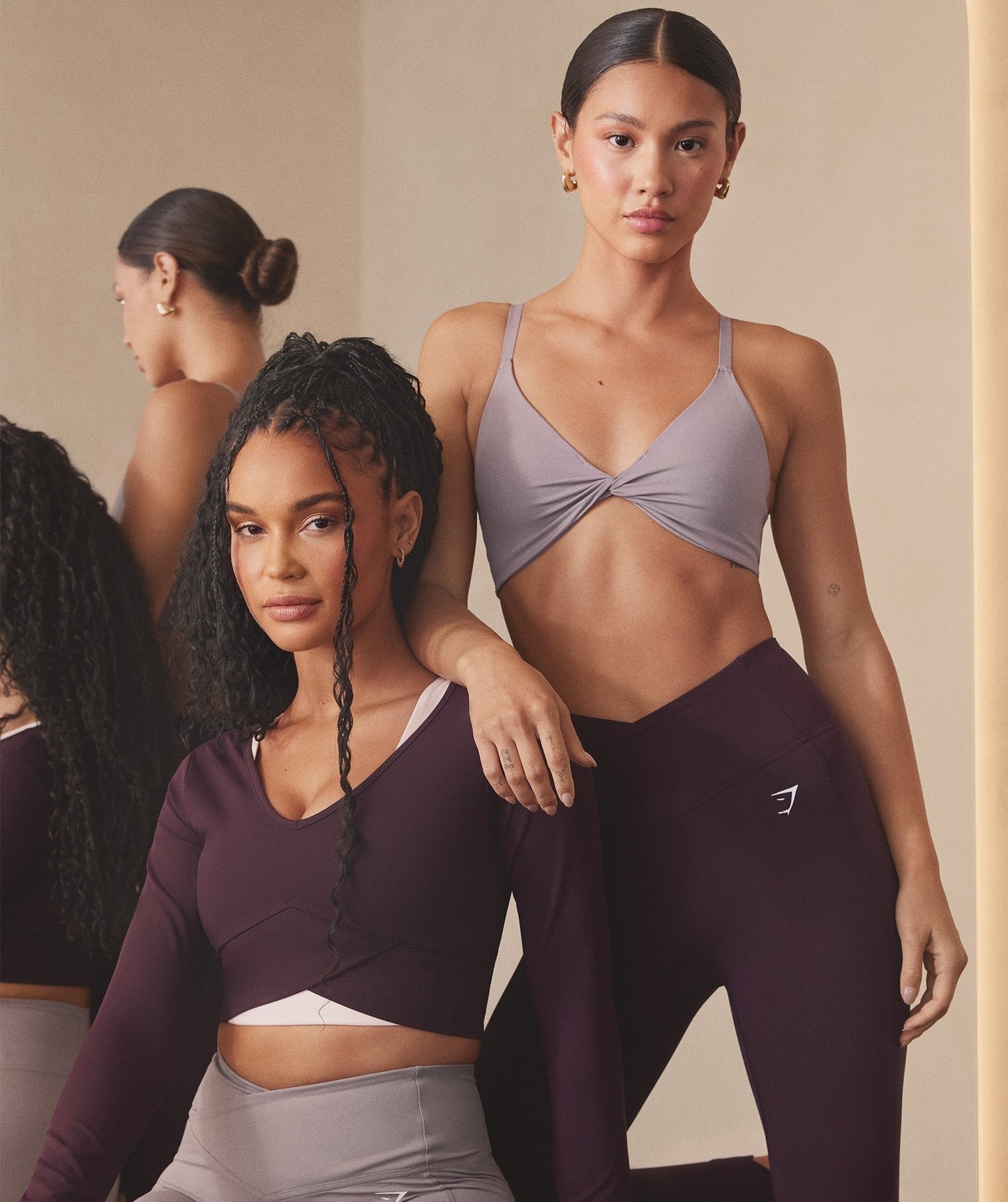 Gymshark Crossover Long Sleeve Crop Top - Plum Brown