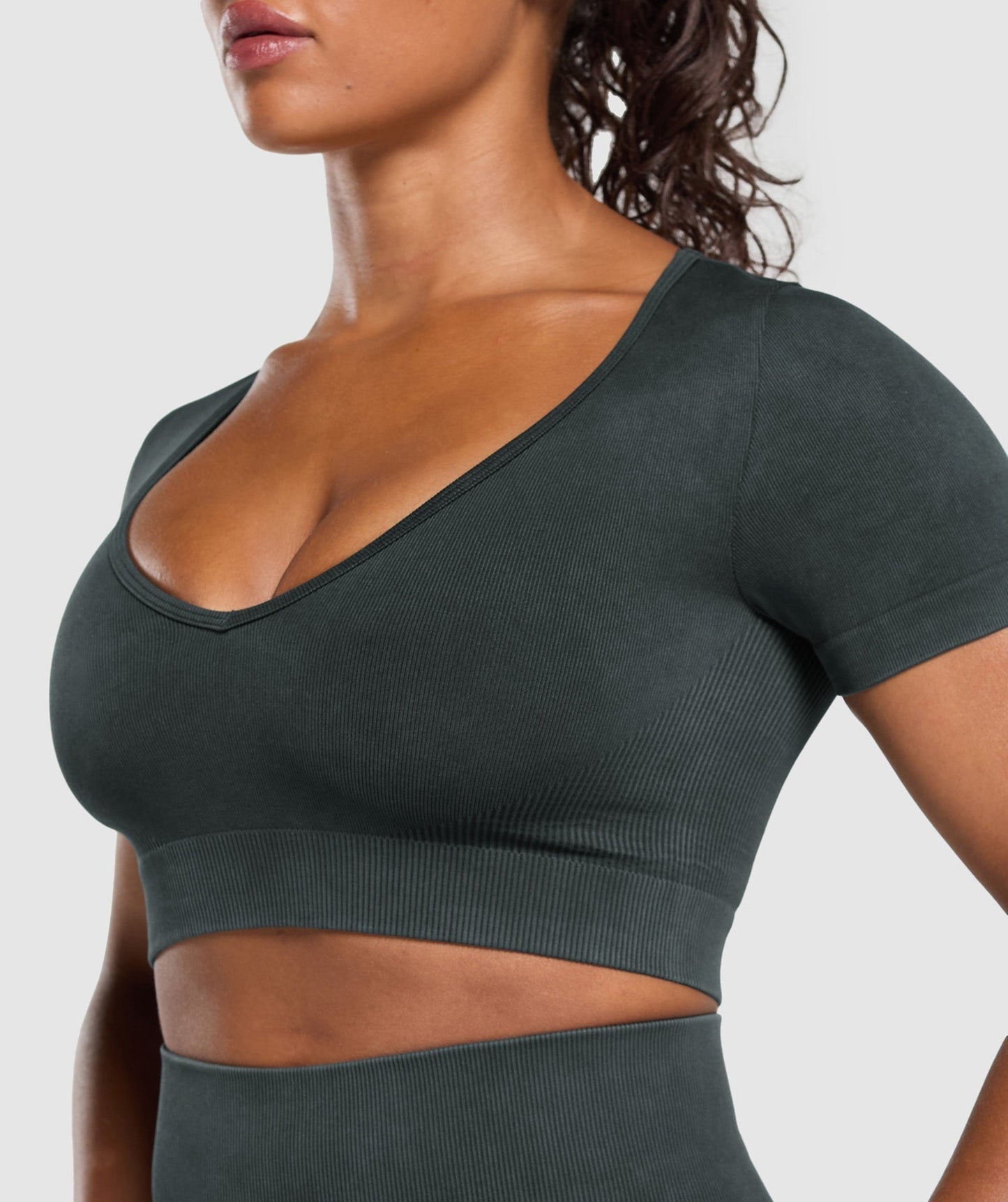 Gymshark Gains Seamless Washed Crop Top - Black