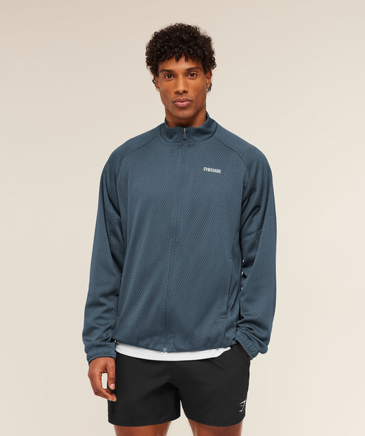 Gymshark Train Zip Through Jacket - Stealth Blue