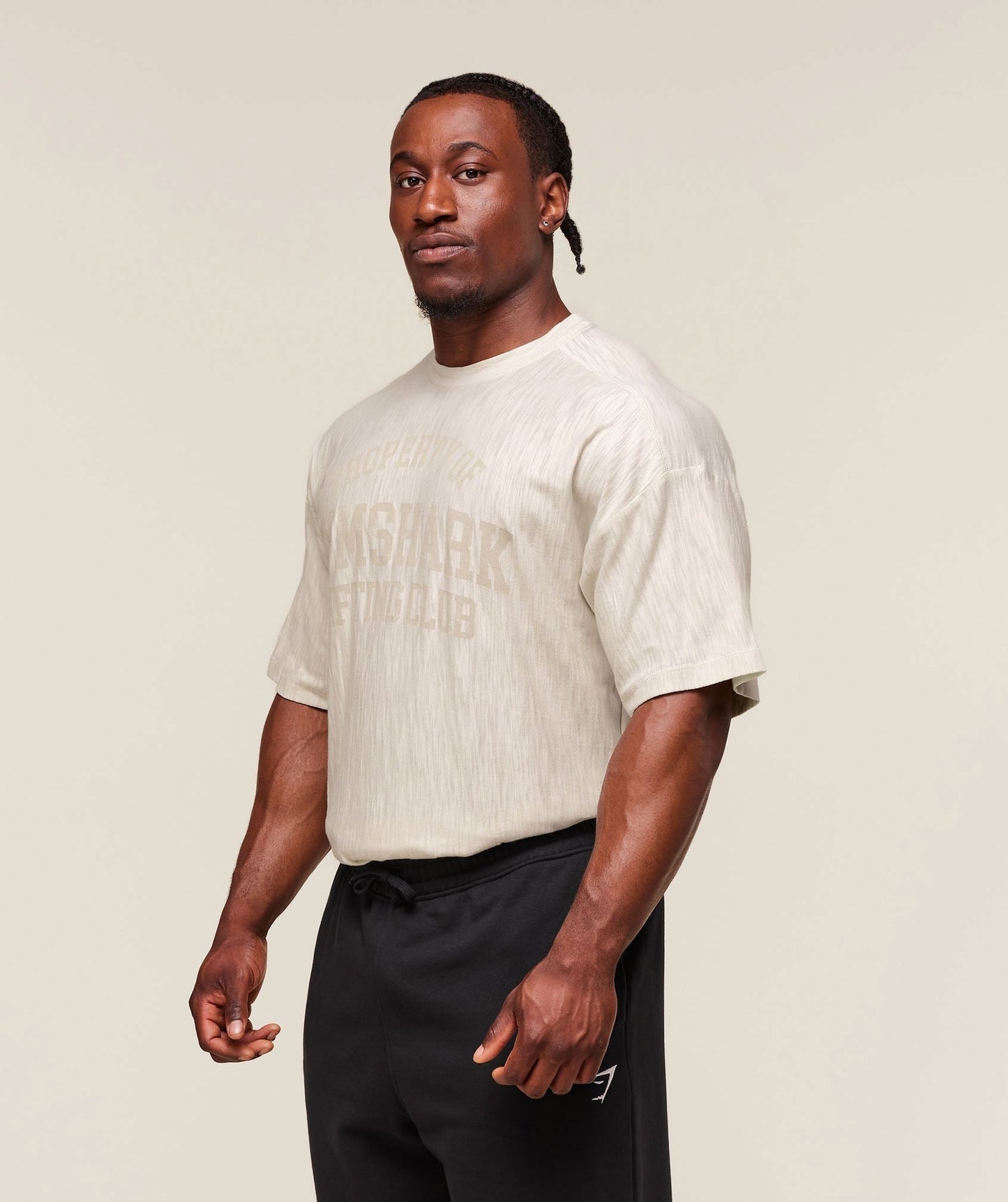 Gymshark Lightweight Slub Textured T-Shirt - Oat White