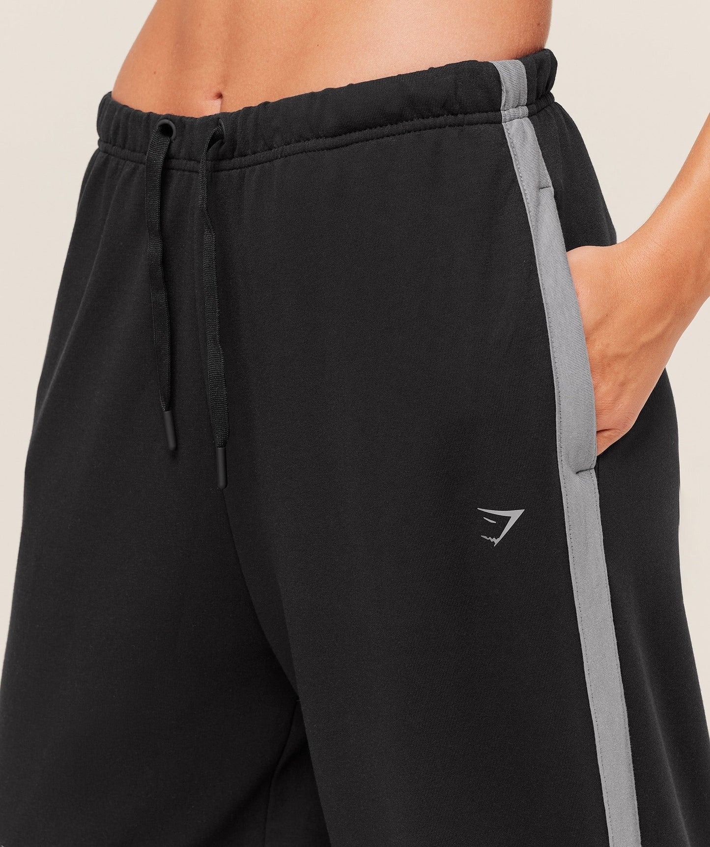 Gymshark Retro Stripe Snap Pants - Black/Medium Grey