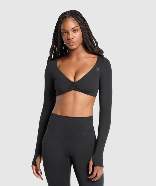 Gymshark Ruched Long Sleeve Top - Black