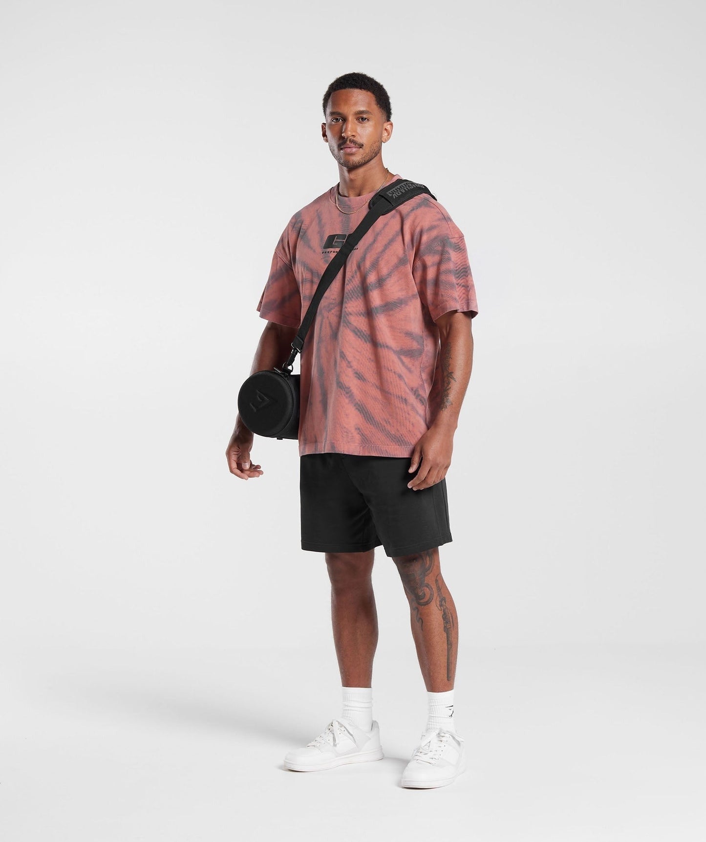 Gymshark Rest Day T-Shirt - Terracotta Pink/Dusty Maroon/Spiral Optic Wash