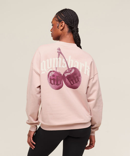 Gymshark Cherry Graphic Oversized Sweatshirt - Lift Pink